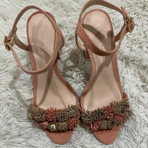 Loeffler Randall Layla suede Pom-Pom Sandal - size 6.5 - Picture 2 of 10